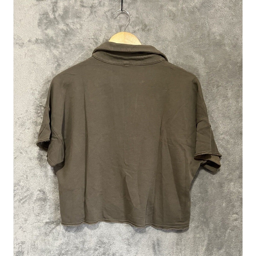 NWT'S Lanston Crop Top Sweatshirt Lightweight Small Raw Hem Green - Picture 7 of 8